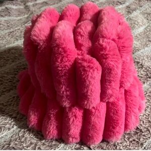 Pink Faux Fur Bucket Hat